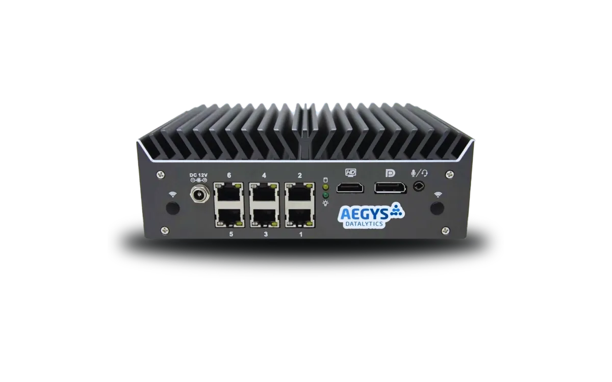 The AEGYS Monitor appliance — fits next to any switch. No rack, no install — connect it and it runs.